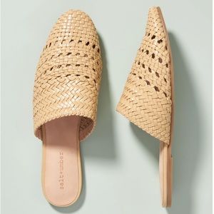 Anthropologie salt+umber lily woven slip ons